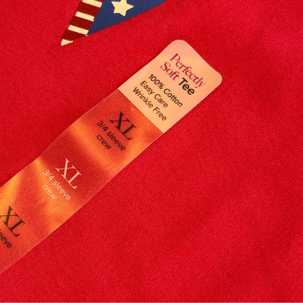 Kim Rogers Red Long Sleeve Tee with Pinwheel Design - Picture 5 of 8